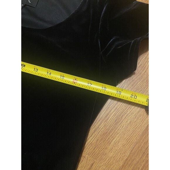 VTG Black Velvet Evening Gown Womens 12 Stretch Maxi Dress Side Slit Classic JSC - Picture 4 of 11